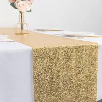 Corredor De Mesa De Sequinias Doradas Brillantes Para Boda Y Cumpleaños Decoración De Fiesta Y Día De San Valentín Material Voile Técnica Tejida - details 5