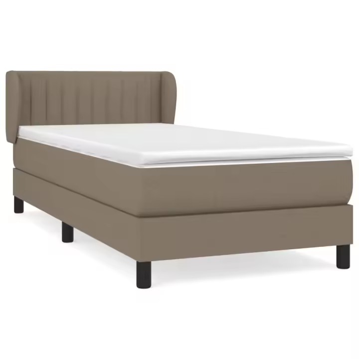 vidaXL Cama box spring con colchón tela gris taupe 100x200 cm - 1