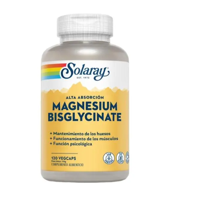 Suplemento Solaray Magnesio Glicinato 120 Comprimidos - Músculos Fuertes | Salud ósea | Absorción óptima | Apto para Veganos | Bienestar Mental - 1