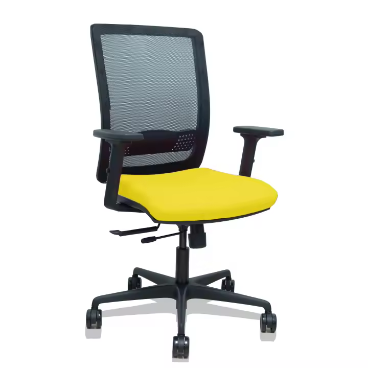 Silla Haches traslack malla negra asiento bali amarillo brazos 2D ruedas 65mm - 1