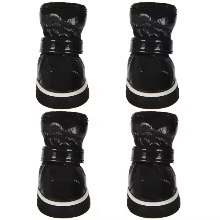 4pcs Zapatos De Invierno Para Perros Pequeños Cuero Antideslizante Y Impermeable Botas Para Puppies Calientes Para Chihuahua Y Gatos - 1
