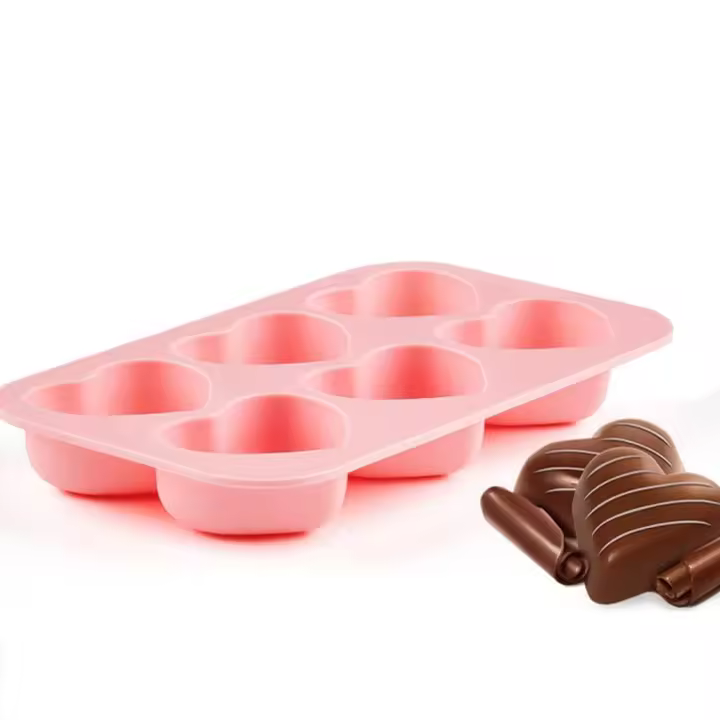 Moldes de silicona with form de corazón para hornear chocolate antiadheres en forma de corazón para el Día de San Valentín, chocolate, pudín, pastel, Dulces, gelaten, jabón Rosa - 1