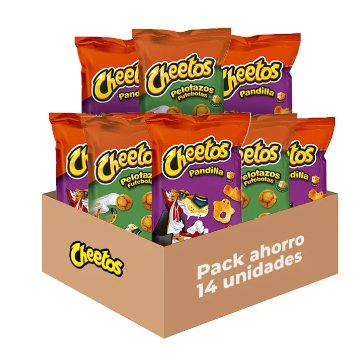 Pack Cheetos - 7 Pelotazos y 7 Pandilla, Snacks Deliciosos con Sabor a Queso, Total: 497 g en 14 bolsas de Aperitivos Crujientes e Irresistibles - 1