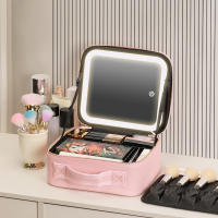 Estuche De Maquillaje Portátil Con Espejo Y Divisores Ajustables En 3 Colores Organizador Impermeable Para Cosméticos Regalo - details 5