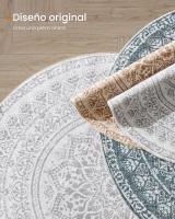 Alfombra Redonda Antideslizante de 160 cm, Estilo Boho, Lavable a Máquina, Decoración del Salón y Dormitorio, Gris paloma - details 3