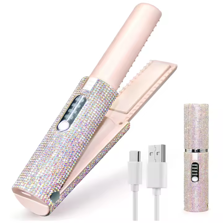 Cepillo alisador de pelo eléctrico 2 en 1 USB, plancha plana, peine multifuncional, estilizador - 1