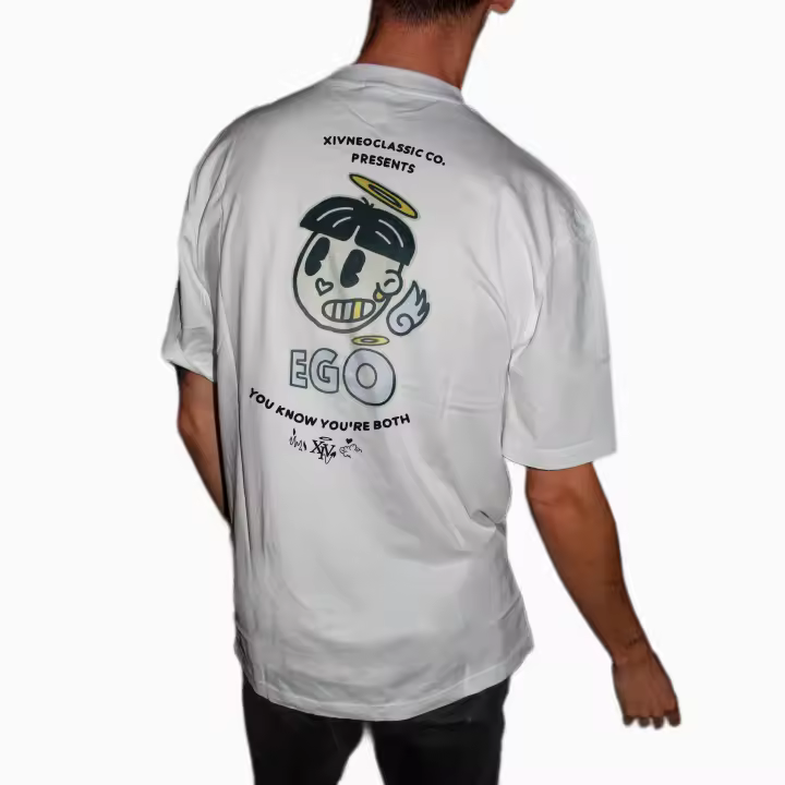 XIVNeoclassic Camiseta oversize blanca para hombre KNOW EGO - 1