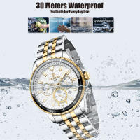 Reloj De Cuarzo Para Hombre REWARD En Acero Inoxidable Dorado Deportivo Resistente Al Agua Con Cronógrafo Y Calendario Completo - details 3