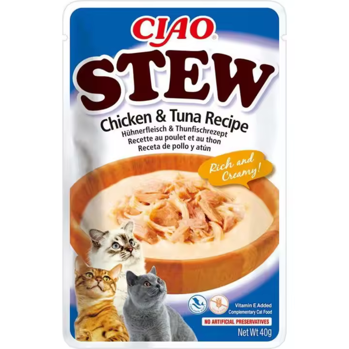 Churu Stew Estofado De Pollo y Atún Sobre Para Gatos - 12 unidades x 40gr - 1