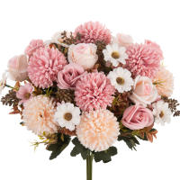 Flores Artificiales De Seda Rosa Para Boda Decoración De Hogar Navidad Arreos De Bodas Vaso De Comedor Fotografía Props DIY - details 11