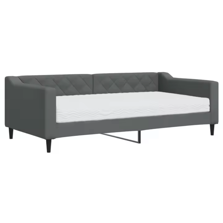 vidaXL Sofá cama con colchón tela gris oscuro 90x190 cm - 1