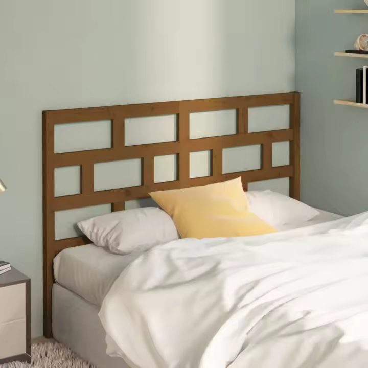 vidaXL Cabecero de cama madera maciza de pino marrón miel 141x4x100 cm - 1
