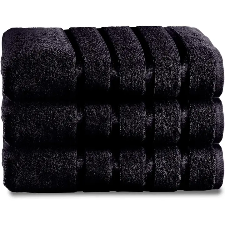 Toallas de Baño de Lujo de 500g/m², Extra absorbentes, Paquete de 2 Toallas Grandes, 100% Algodón, Color Negro, Paquete de 2 Unidades - 1