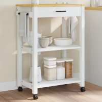 vidaXL Carrito de cocina MONZA madera maciza de pino 60x40x90 cm en color Blanco/Marrón - details 0