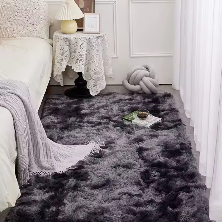 VIKAMA Alfombra De Seda Y Lana Verde Lujo Para Dormitorio Y Sala De Estar Alfombra Nórdica Para Mesa De Café Y Lado De Cama Para Habitación De Niña - 1