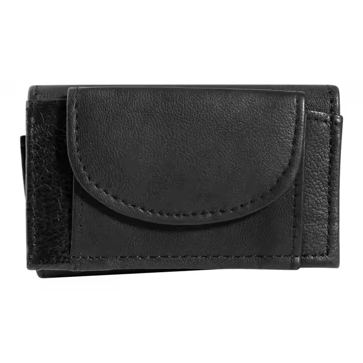 Excellanc® Mini Cartera Preta em Pele Genuína 0171 - 1