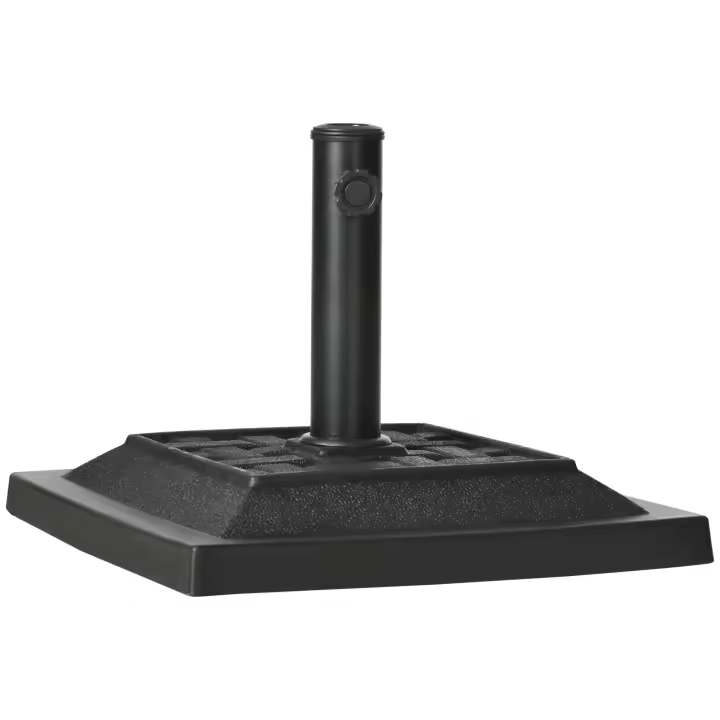 Outsunny Base para Sombrilla de Jardín de 12 kg Soporte de Parasol Cuadrado de Resina para Mástil Ø32/38 mm para Terraza Patio Balcón 44x44x33 cm Negro - 1