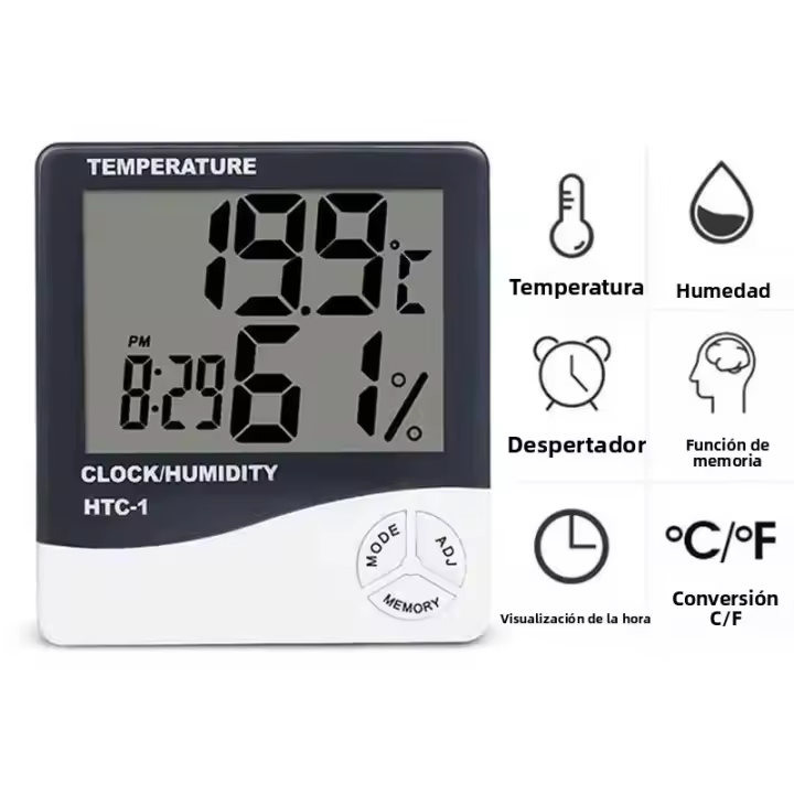 Monitor De Temperatura Y Humedad Para El Hogar Y Jardín Higrómetro Termómetro Digital De Pared Y Pie Batería AAA Incluida - 1