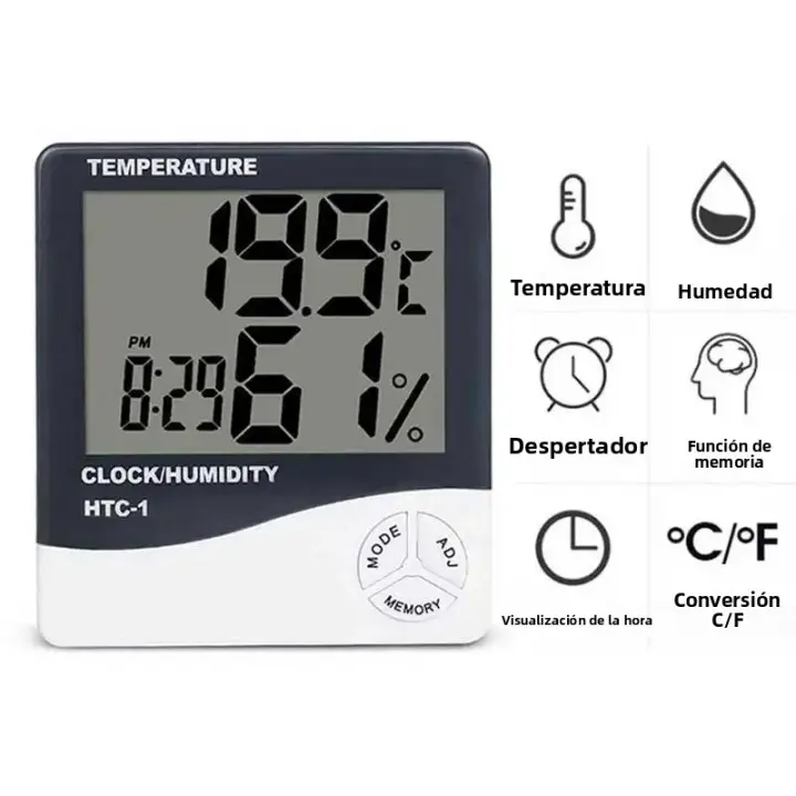 Monitor De Temperatura Y Humedad Para El Hogar Y Jardín Higrómetro Termómetro Digital De Pared Y Pie Batería AAA Incluida - 1
