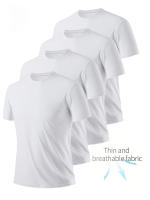 Pack De 4 Camisetas Para Hombre Blancas Y Negras Color Sólido Secado Rápido Transpirables Absorbentes De Sudor Para Fitness Gimnasio Y Correr - details 2