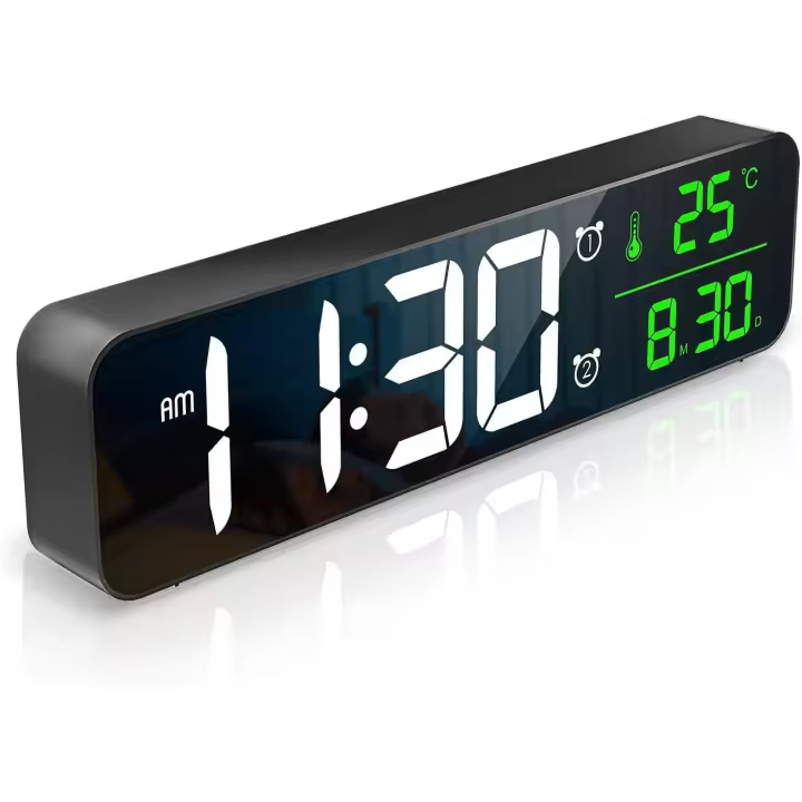 BIT Reloj de cabina LED, Relojes de escritorio Eléctricos with Espejo with Fecha, Hora, Pantalla De Temp - 1