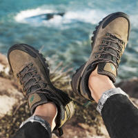 Zapatos De Senderismo Para Hombres HIKEUP De Cuero Suela De Goma Antideslizante Transpirables Malla Superior Tamaño 40-45 Color Negro Verde Caqui Gris - details 21