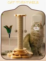 Tablero De Rasguñar Para Gatos Duradero Con Esferas Divertidas Y Columna Para Agarrar Juguete Giratorio De Arce Para Gatos Y Subida Marco De Gatos Suministros Para Mascotas - details 5