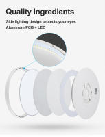 Lámpara De Techo LED Moderna Con Patrón De Madera Dorado Tres Colores Para Iluminación Doméstica Cocina Dormitorio Baño - details 5