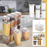Caja De Almacenamiento De Alimentos Plástica Sellada Para Cereales Azúcar Frutas En Seco Jars Con Tapa Refrigerador Contenedor Organizador De Cocina - details 0