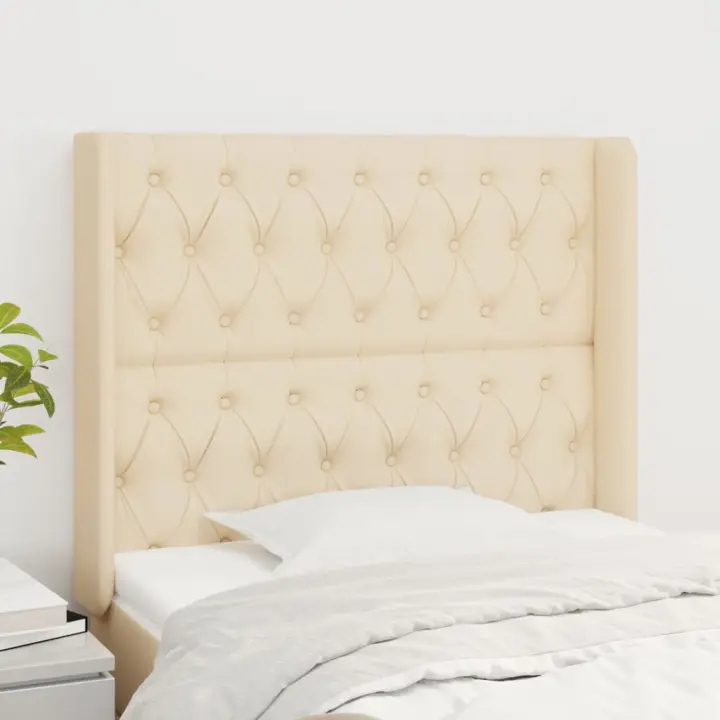 vidaXL Cabecero con orejas de tela color crema 103x16x118/128 cm - 1