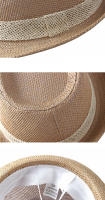 Sombrero De Paja Sólida Para Hombre Y Mujer Sombrero De Playa Al Aire Libre Sombrero De Sol Tejido Con Rayas Con Hebilla Casual Sombrero De Panamá Fedoras - details 7