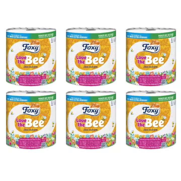 FOXY Love the Bee Papel Multiusos Jumbo 1 Rollo Pack 6 Rollos - 1