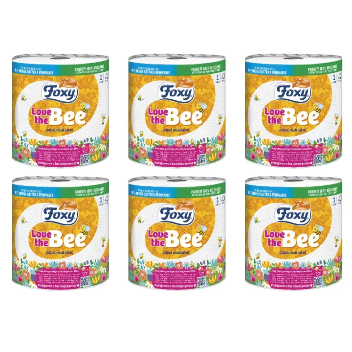 FOXY Love the Bee Papel Multiusos Jumbo 1 Rollo Pack 6 Rollos - 1