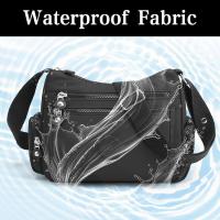 Bolso Bandolera para Mujer, Bolso Bandolera de Nail Impermeable, Bolso Bandolera con Correa Ajustable, Múltiples Bolsos  #4 Negro-c - details 4