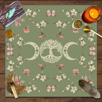 Mantel De Tela Para Cartas De Tarot 1pc Decoración De Juego De Cartas Pagan Con Fases De Luna Y Flores Estilo Pagan Para Atril Y Brujería - details 13
