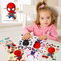 6 Hojas De Pegatinas De Rompecabezas Con Caras De Superhéroes Avengers Para Niños Juego DIY De Creación Propia Juguetes Educativos Tamaño 3x7cm - details 1