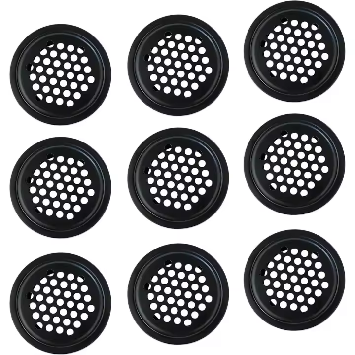 Qrity 10 PCS Ventilación de aire de Maple inoxidable 35mm, Malla circular, circular Negra rejilla de ventilación, cubierta de rejilla - 1