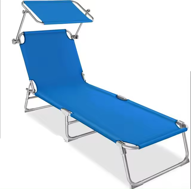 Tumbona plegable portátil de aluminio para playa y piscina California Tumbonas de Aluminio, Mueble de Jardín, Parasol, Respaldo Ajustable, Exterior Patio Terraza Playa 188*56cm - 1