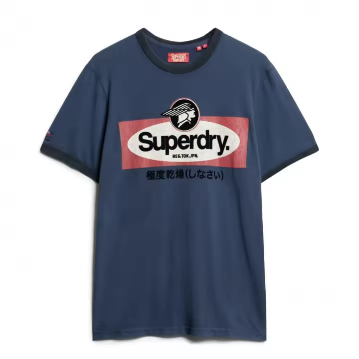 Camiseta de Manga Corta CL Ringer, Marca Superdry, Color Azul Marino, Variedad de talla, Para Hombre - 1