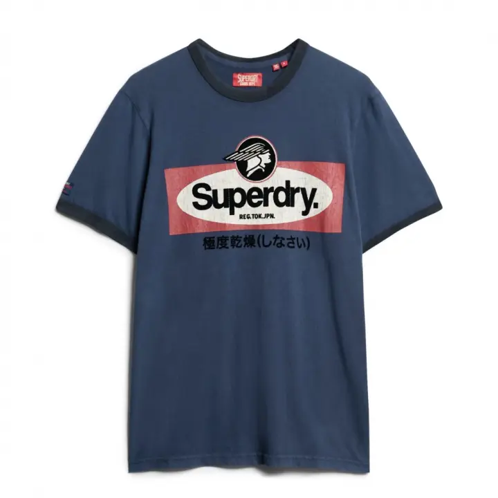 Camiseta de Manga Corta CL Ringer, Marca Superdry, Color Azul Marino, Variedad de talla, Para Hombre - 1
