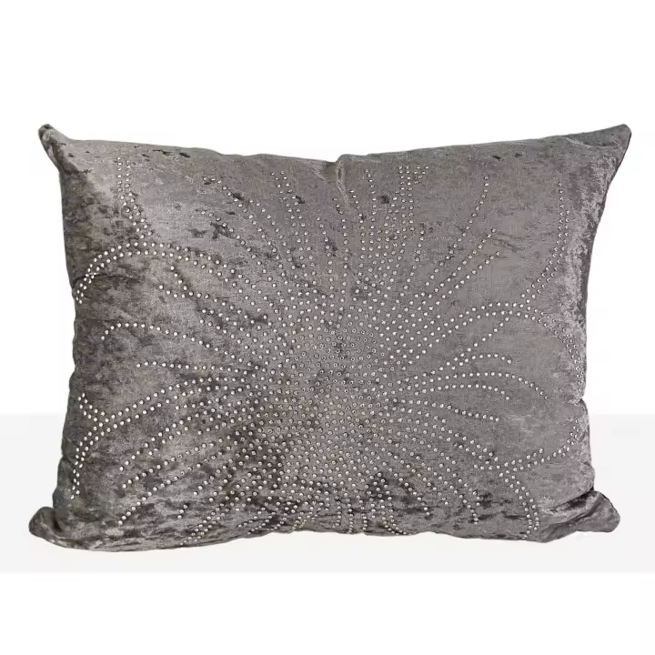 Cojin terciopelo plateado con pedreria 350 grms Terciopelo Plata 30x10x40cm. El mejor complemento para tu hogar. - 1