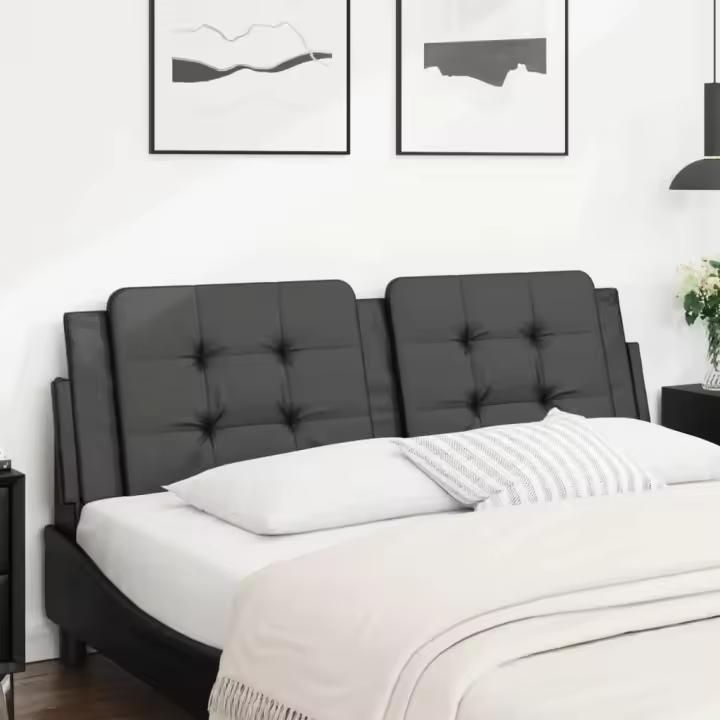 vidaXL Cabecero de cama acolchado cuero sintético negro 160 cm - 1