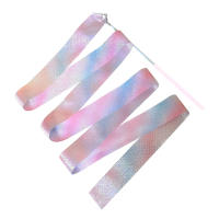 Cinta De Danza Y Gimnasia Para Niños Con Palillo De Girar 2M/4M Brillo Plateado Y Plateado Dorado Para Actuaciones En Escenario - details 1