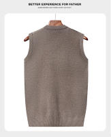 Suéter Casual Para Hombre Con Cuello En V Grueso Suéter Sin Mangas De Otoño E Invierno Caliente Striped Técnica De Tejido Por Computadora - details 7