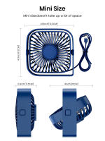 Ventilador Portátil TOPK Mini Con Control USB Ruido Bajo 3 Velocidades Cabeza Giratoria De 360° Ventilador De Mesa Para Habitación Camping - details 1
