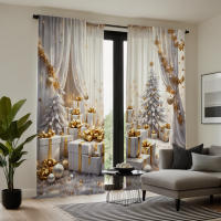 2pcs Cortinas De Lujo Estilo Dorado Soporte Digital HD Color Blanco Decoración De Hogar Para Sala De Estar Y Dormitorio - details 3