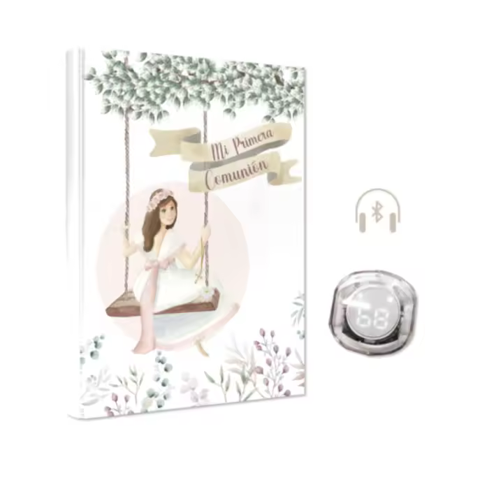 Libro de Comunión para Niña "Columpio" con Auriculares – 44 Páginas en Encuadernación Cartoné - 1