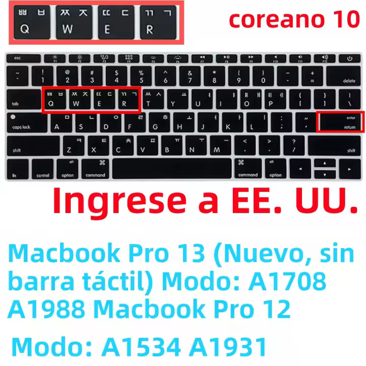 Cubierta De Teclado Coreano Para MacBook Air 13.6 15.3 Pulgadas M M2 Chip Pro13 14 15 16 iMac Magic Silicona Resistente Al Agua Y Polvo - 1