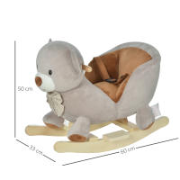 HOMCOM Caballito Balancín para Bebé de 18-36 Meses Caballo Balancín de Peluche Suave con Forma de Oso con Sonido Manillar y Reposapiés 60x33x50 cm Gris - details 2