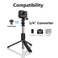 Palo para Selfie y trípode, Trípode para Smartphone y camara de accion, con Mando a Distancia Bluetooth, con Tornillo de 1/4 de Pulgada para Camara,Palo para Selfie Trípode Ajustable de 19.2-100 cm, Soporte Giratorio de 360° para movil. - details 1